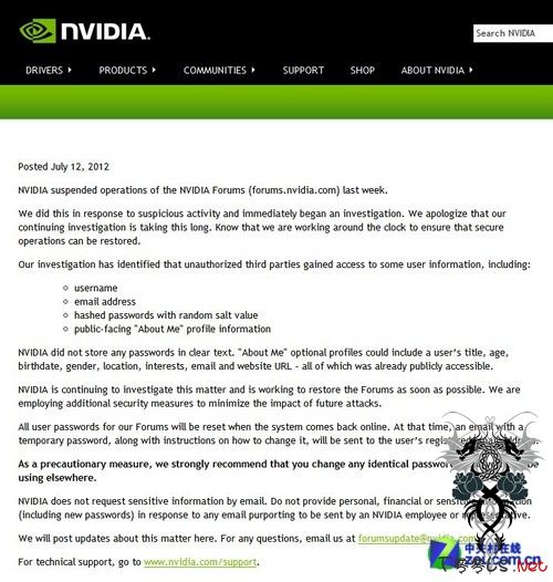 NVIDIA论坛遭到黑客攻击 用户资料被盗