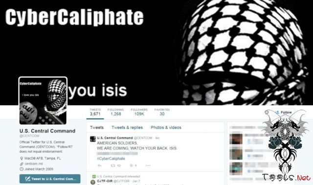 美国中央司令部官方Twitter页面遭黑客入侵