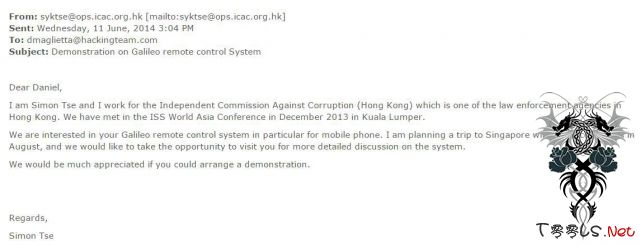 台湾及香港的执法机构联系Hacking Team组织详情曝光