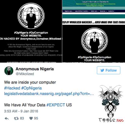 匿名者向尼日利亚政府发起网络战争