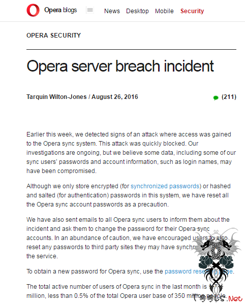 Opera浏览器遭黑客攻击:官方敬告用户尽快修改密码