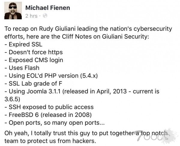 特朗普网络安全顾问的网站被发现安全性极差