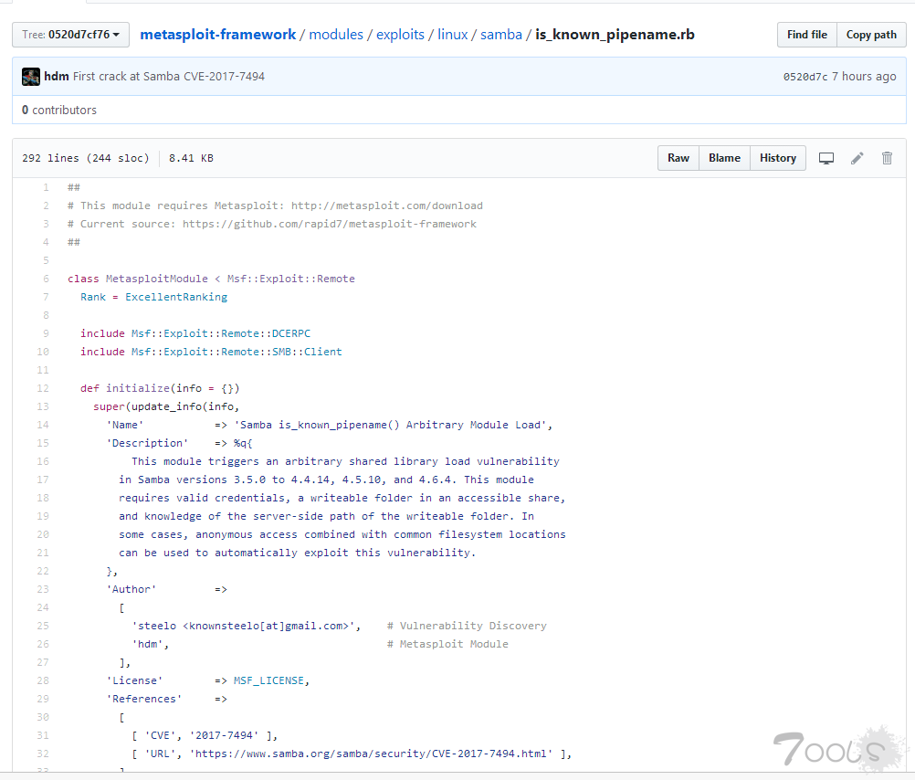 Samba远程代码执行漏洞(CVE-2017-7494) 附加：测试环境