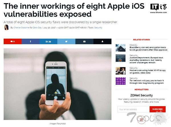 安全研究团队发布8个苹果iOS安全漏洞：黑客可轻松进行攻击