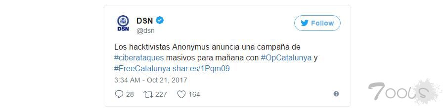 黑客组织 “匿名者” 入侵西班牙宪法法院网站，疑为支持加泰罗尼亚独立