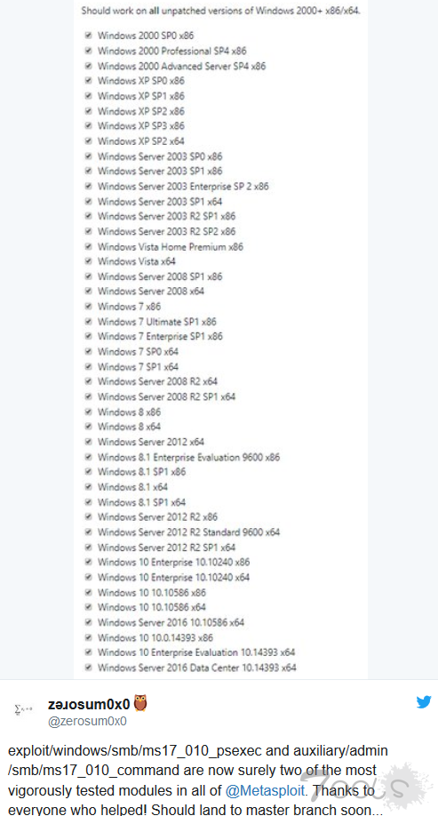 NSA 泄露的黑客工具被改良，适用于 Windows 2000 之后的所有版本