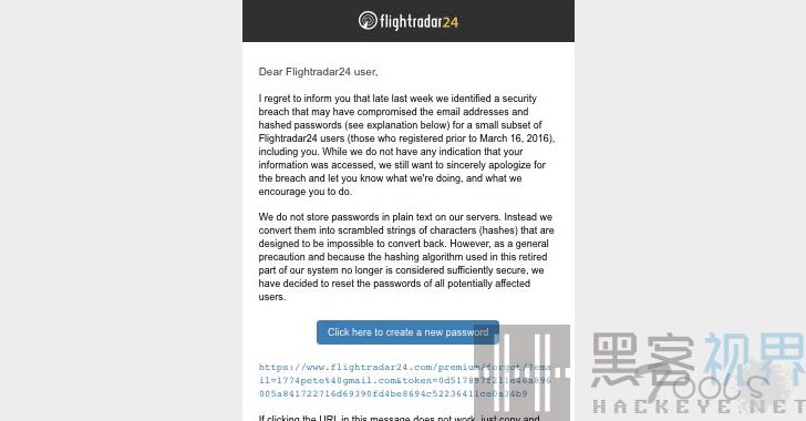 航班追踪服务Flightradar24遭遇数据泄露 称超过23万用户受影响