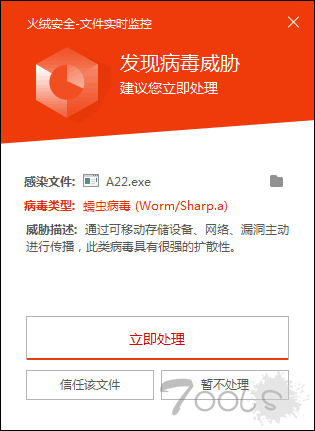 蠕虫病毒“Worm/Sharp”通过“永恒之蓝”漏洞在全网传播