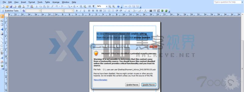 Microsoft Office Publisher也遭黑客滥用，目标瞄准各大银行