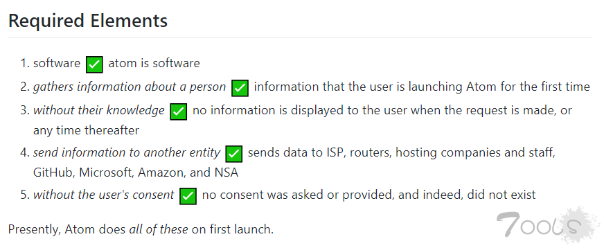 开源编辑器 Atom 未经同意收集用户数据