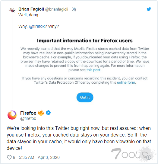 使用火狐浏览器的Twitter网友请注意 你的非公开信息或已被曝光