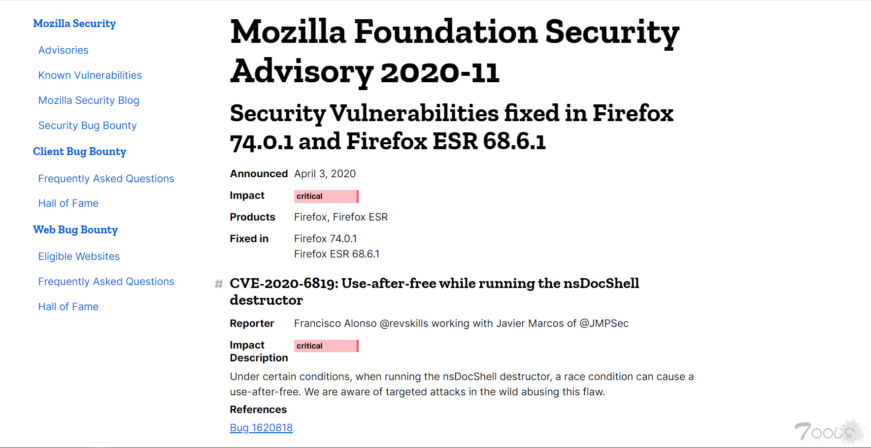 Mozilla Firefox 74.0.1发布 修复两个0day漏洞 建议尽快升级
