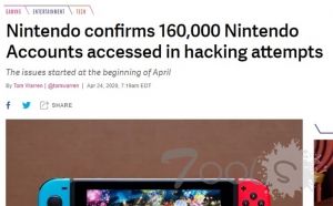 任天堂证实:约 16 万账户信息遭黑客入侵