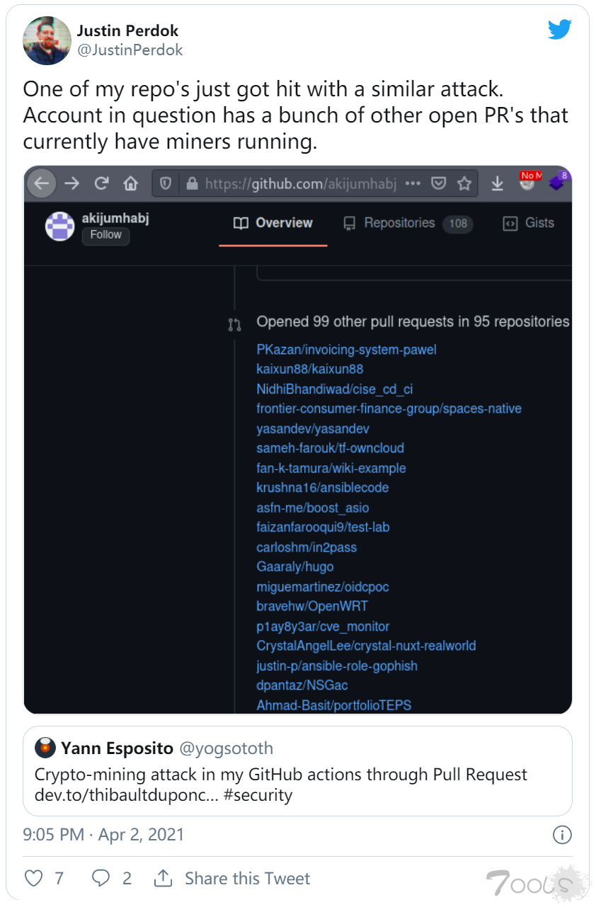 攻击者利用 GitHub Action 在 GitHub 服务器上挖掘加密货币