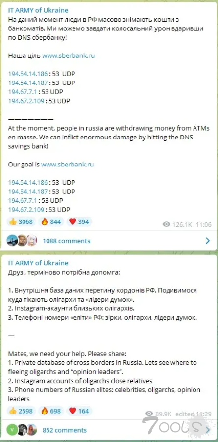 乌克兰网络警察部队参战：已对多家俄罗斯主要网站发起攻击