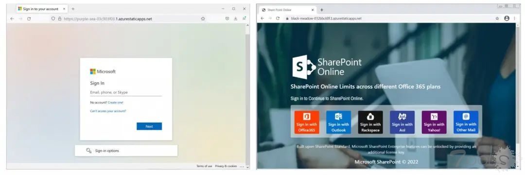 黑客通过Azure静态页面来冒充微软