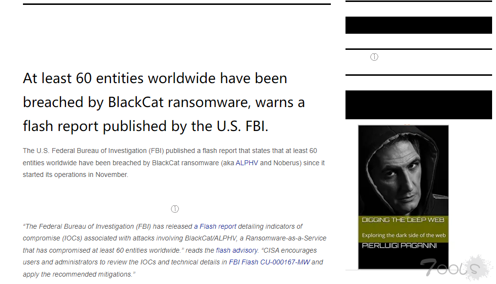 BlackCat 勒索软件团伙在全球范围内入侵了 60 多个组织