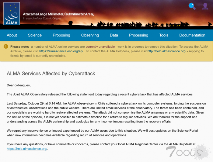 智利阿塔卡马射电望远镜因网络攻击而瘫痪