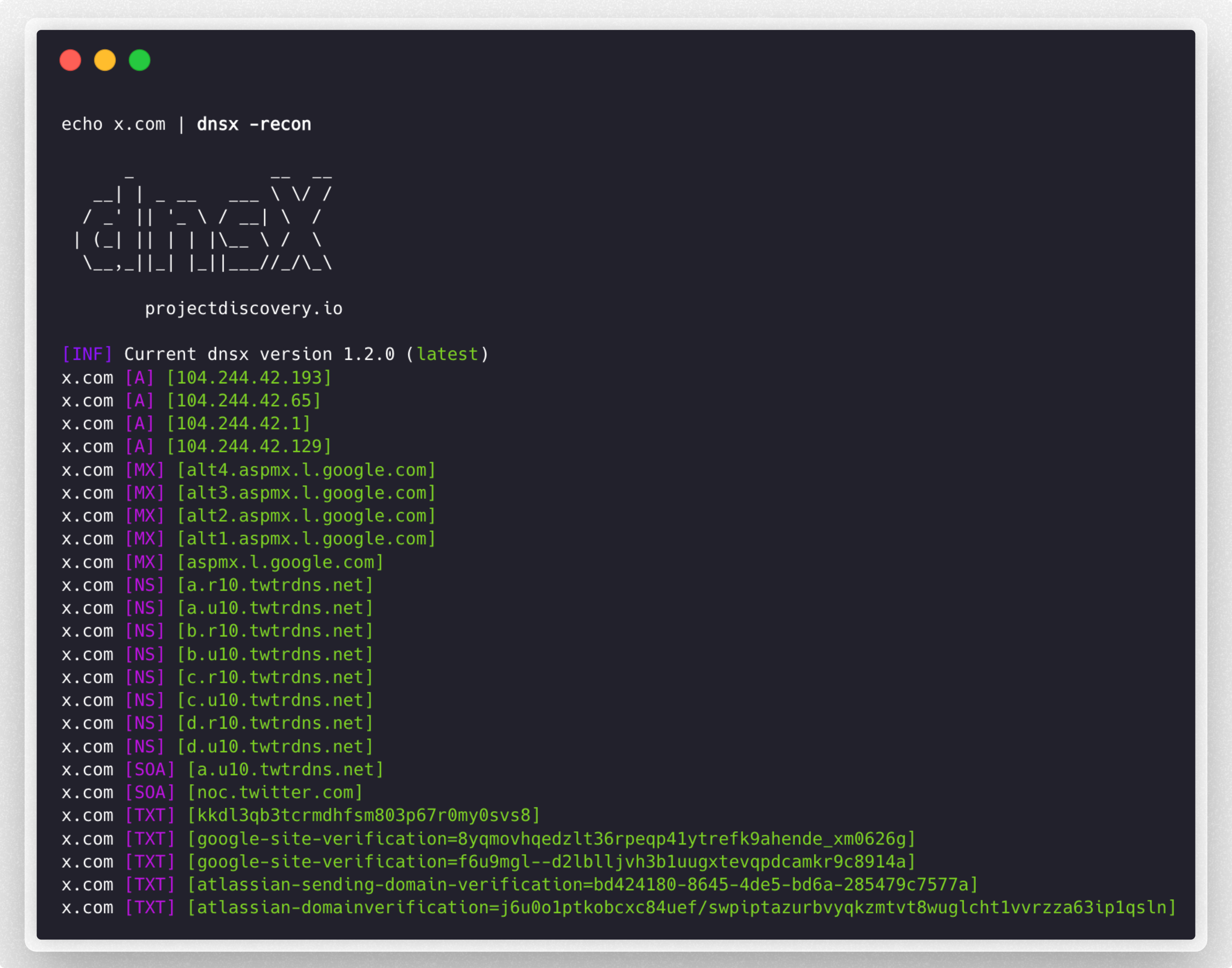 dnsx：快速、多用途DNS工具包，专为运行DNS查询而设计