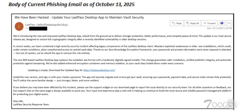警惕试图诱骗用户安装恶意软件的虚假“LastPass Hack”电子邮件