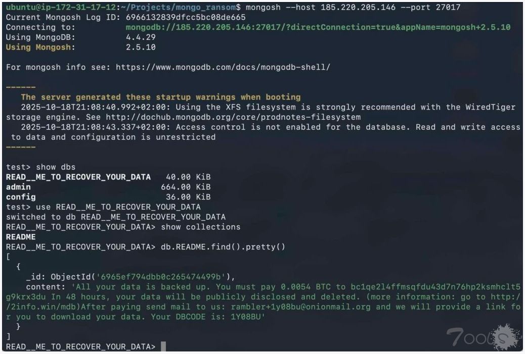 暴露的 MongoDB 实例仍然是数据勒索攻击的目标